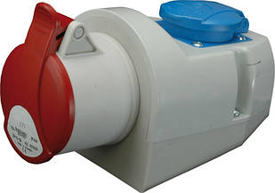 Розетка комбінована EZCZ-S-3243 IP44 (32A, 400V/230V, 3P+PE/EE 16S Schuko)