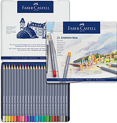 Акварельні олівці Faber-Castell Goldfaber Aqua в металевій коробці, 24 кольори, 114624