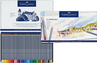 Акварельні олівці Faber-Castell Goldfaber Aqua в металевій коробці, 36 кольорів, 114636