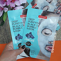 Киснева тканинна маска Purederm Deep Purifying Black O2 Bubble Mask - Charcoal