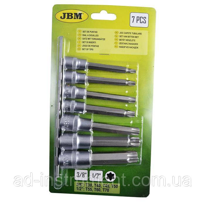 Набір біт-головок довгих TORX 7 шт. на планці. 53084 JBM