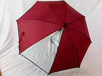 Бордовый подростковый зонт 8 спиц с прозрачной вставкой