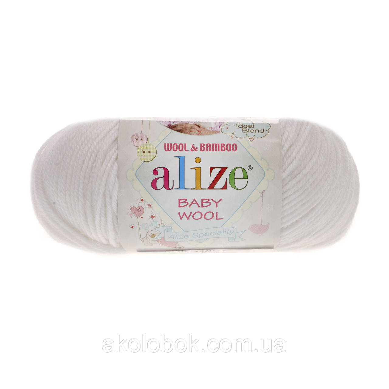 Пряжа для ручного в'язання Alize Baby wool (Алізе Бебі вул) 55 білий