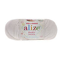 Пряжа для ручного вязания Alize Baby wool (Ализе Беби вул) 55 белый