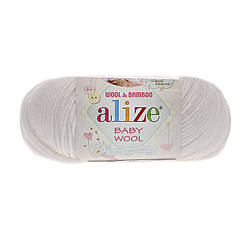 Пряжа для ручного в'язання Alize Baby wool (Алізе Бебі вул) 55 білий