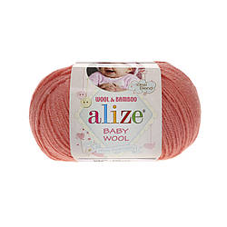 Пряжа для ручного в'язання Alize Baby wool (Алізе Бебі вул) 619 кораловий