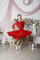 Рейтинговое платье Бейсик для бальных танцев Sevenstore 9101 Красное