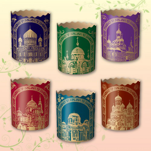 Паперові форми для Паски Ø70х85 мм. Упаковка 50 шт. (на 150 гр. тіста)  Зл. Куполи, фото 1