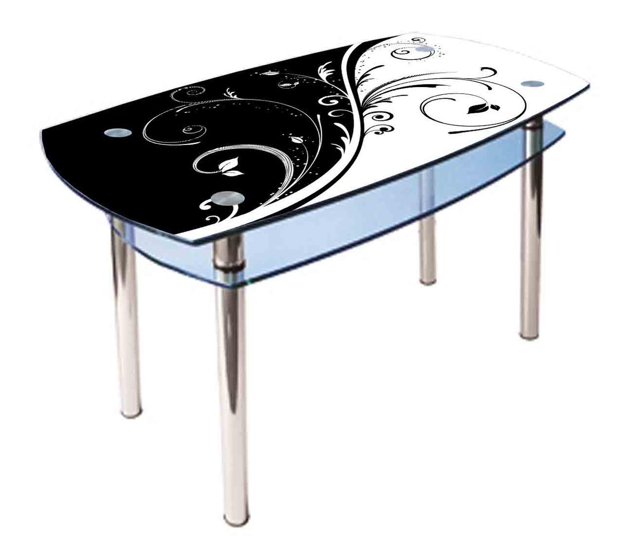 Стіл обідній КС-2 ніжки хром 90х60 стільниця скляний фотодрук №42 (Антонік ТМ)