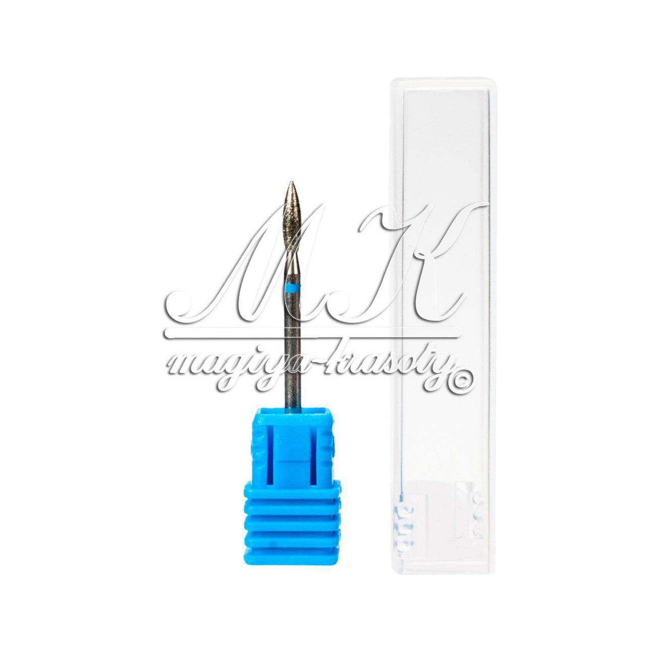 Насадка для фрезера, алмазна, "форма піку", синя, образність, 14-7