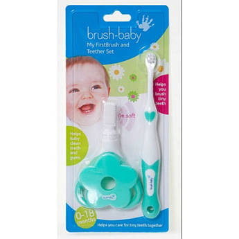 First Brush дитяча зубна щітка + гризуніг від 0 до 3 Brush-Baby браш бейбі
