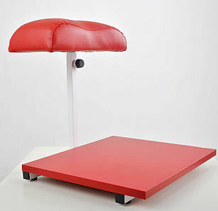 Підставка для педикюру з червоною поличкою, білий метал