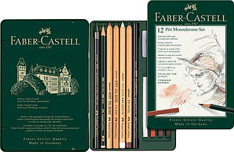 Спеціальний художній набір Faber-Castell Pitt Monochrome Set, 12 предметів у металевій коробці, 112975