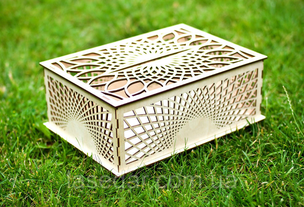 Весільна коробка для грошей із візерунком із дерева, фото 1