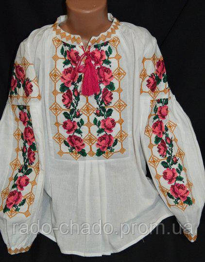 Стильна вишиванка для дівчинки "Розарія" 110-158/домотканка
