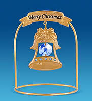 Фігурка з кристалами Сваровскі та позолотий Різдвяний дзвіночок