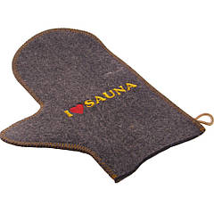Рукавичка для лазні і сауни з вишивкою (сірий повсть), Saunapro