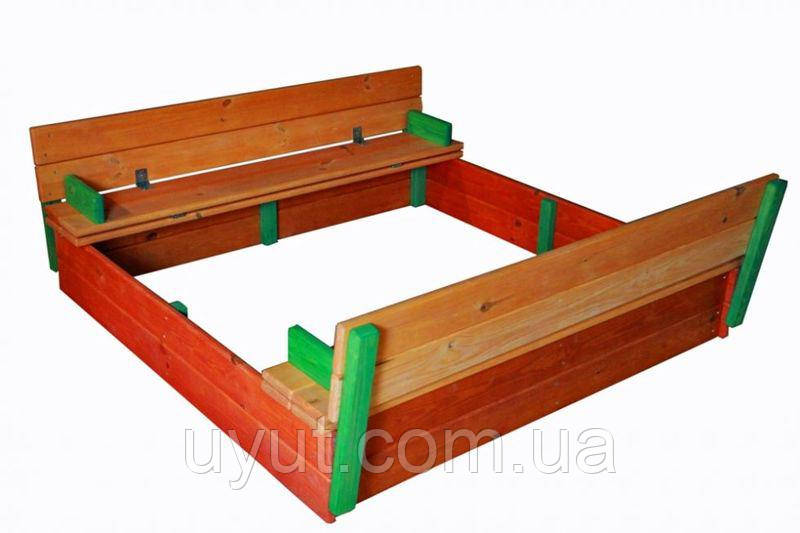 Пісочниця із сосни 200х200 см із кришкою різнобарвна, фото 1