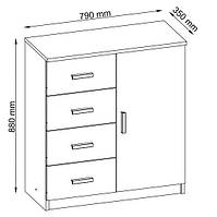 Комод з одними дверима та 4 шухлядами, колір дуб матовий, hotdeal, фото 3