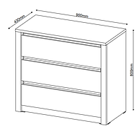 Комод із шухлядами повного витягання на 3 шухляди, колір дикий дуб hotdeal, фото 2