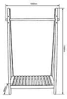Вішалка пересувна натура / чорний, Масив сосни та МДФ. З полицею для взуття. hotdeal, фото 2