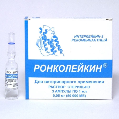 Ронколійкін 50 000 МО, 1 ампула — імуномодулятор для хатніх тварин