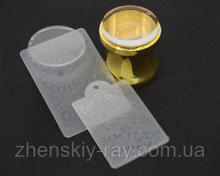 Штамп силіконовий золотий із трафаретом, фото 2