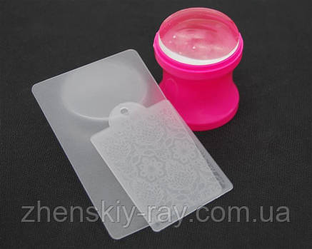 Штамп силіконовий рожевий із трафаретом, фото 2