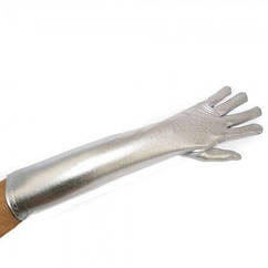 Атласні рукавички довгі (срібло)