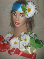 Стрічка в українському стилі з квітами велика/ромашка/ різних кольорів