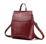 Жіночий шкіряний рюкзак міський. Модний рюкзак жіночий сумка рюкзак трансформер (червоний), фото 2