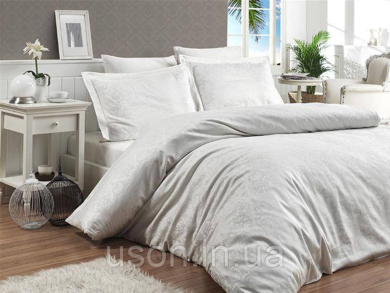 Комплект постільної білизни жаккард ТМ First Choice 200*220 Sofya Krem, фото 1