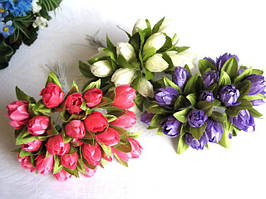 Тюльпани з тканини 2 см на ніжках 9 см (20 шт.)