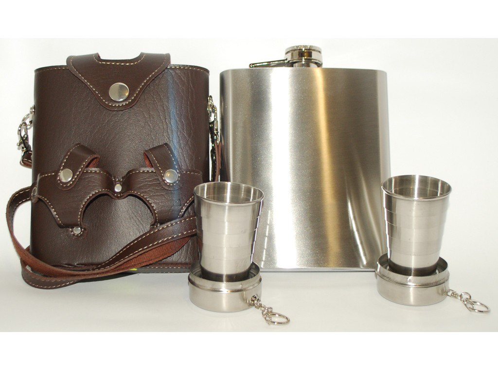 F1-32 фляга 500 мл 2 складані склянки + ЧЕХОЛ, Армійський, легка та портативна кишенькова фляжка з неіржавкої сталі