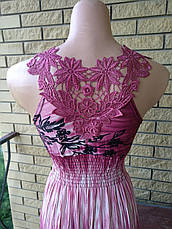 Сарафан NN у підлогу з оздобленням мереживом, тканина олія, фото 5