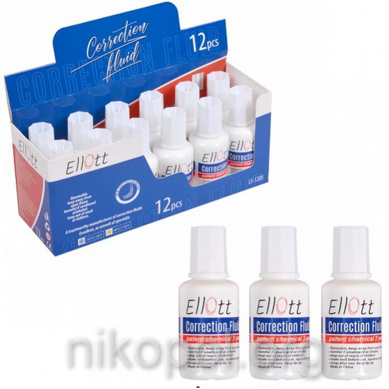 Коректор з пензликом "Ellott" LT-120S 20мл, фото 1