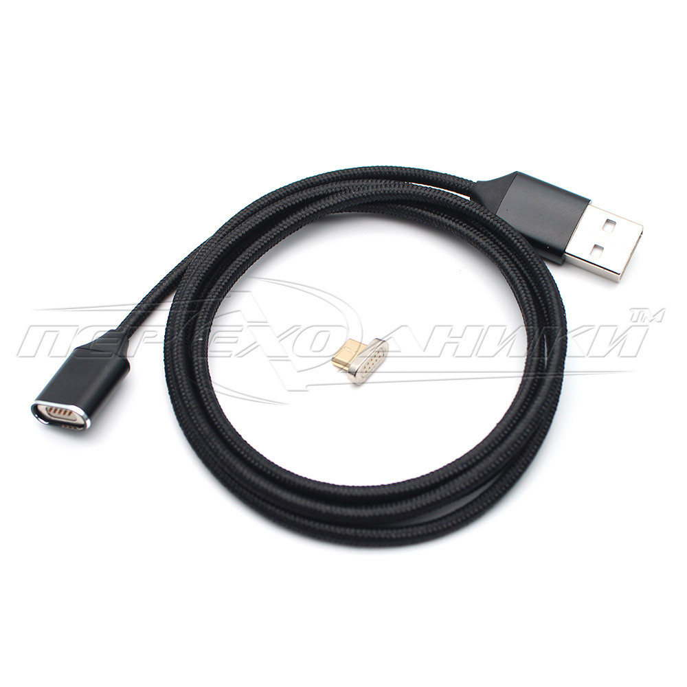 Магнітний кабель USB — micro USB, тканинне обплетення, 1 м