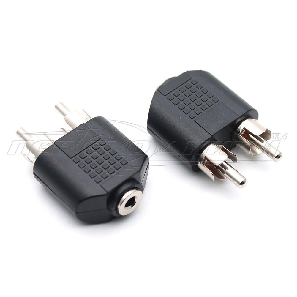 Перехідник гніздо 3.5 стерео — 2 штекери RCA (пластик)