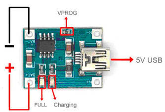 Модуль зарядки літієвих Li-ion батарей від MicroUSB