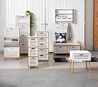 Тумба приліжкова Бамбук та МДФ біла, hotdeal, фото 2