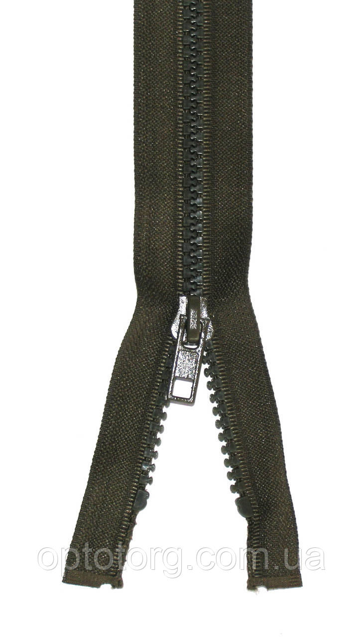 Блискавка тракторна хакі №5 75см 2 бігунка пластикова довжина