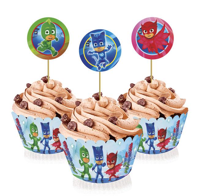Набір для капкейків: топери і накладки на кошики (6шт/уп)-(Картон)- Герої в масках, Прикраса/кенді-бар, Різні кольори