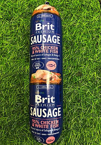 Корм Бріт Преміум Brit Premium Sausage ковбаса для собак з куркою та білою рибою 800 г