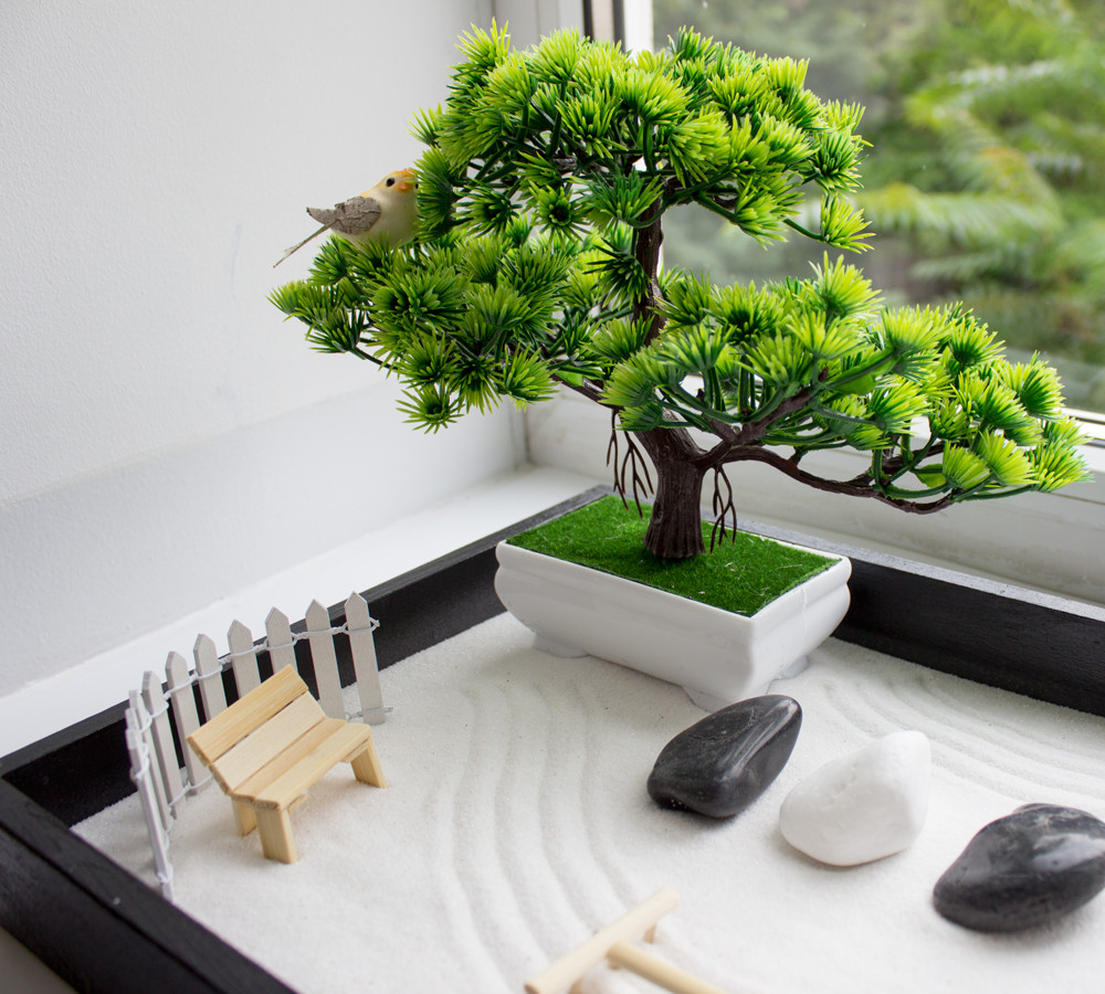 Японский сад камней Сад Дзен настольный с Бонсаи купить в Украине
