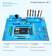 Силиконовый термостойкий защитный коврик 450х300 мм для пайки (ячейки+магниты)