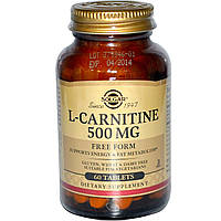 L-карнітин (L-Carnitine), Solgar, 500 мг, 60 таблеток