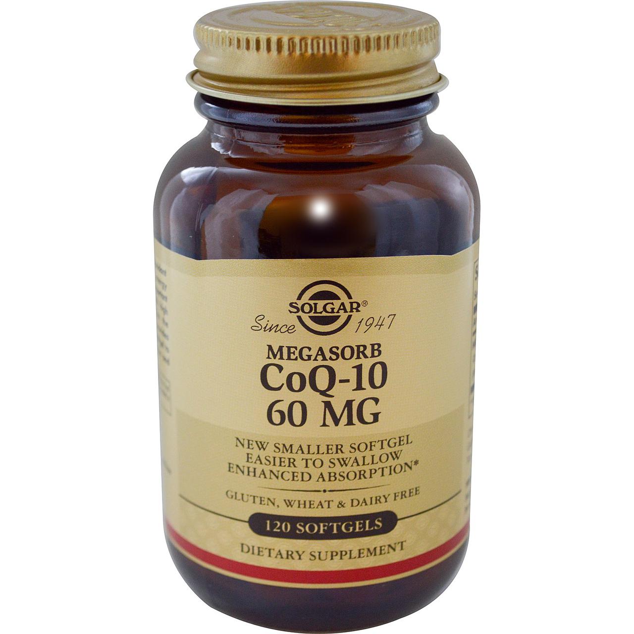 Коензим Q10 Мегасорб (CoQ-10, Megasorb), Solgar, 60 мг, 120 капсул
