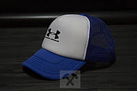 Спортивная кепка Under Armour, Андер Армор, тракер,летняя кепка,унисекс,синего и белого цвета,