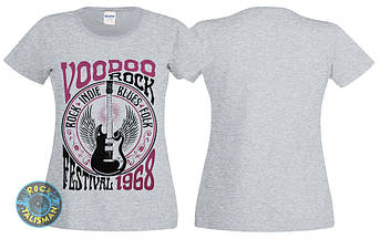 Футболка жіноча VOODOO ROCK Festival 1968 меланжева, фото 2