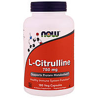 Цитруллин, L-Citrulline, Now Foods, 750 мг, 180 капсул